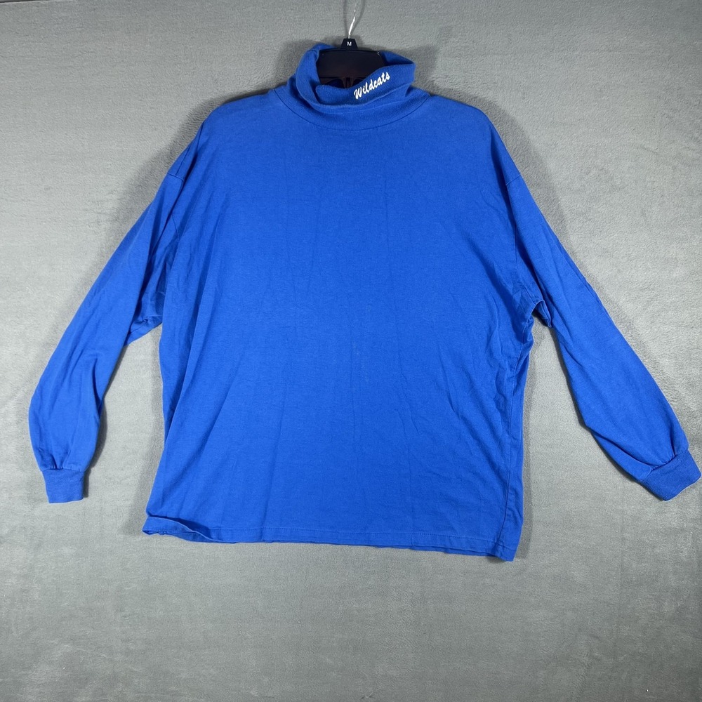 Vintage Wildcats Turtleneck Long Sleeve T-Shirt Royal Blue Cotton Blend Unisex M